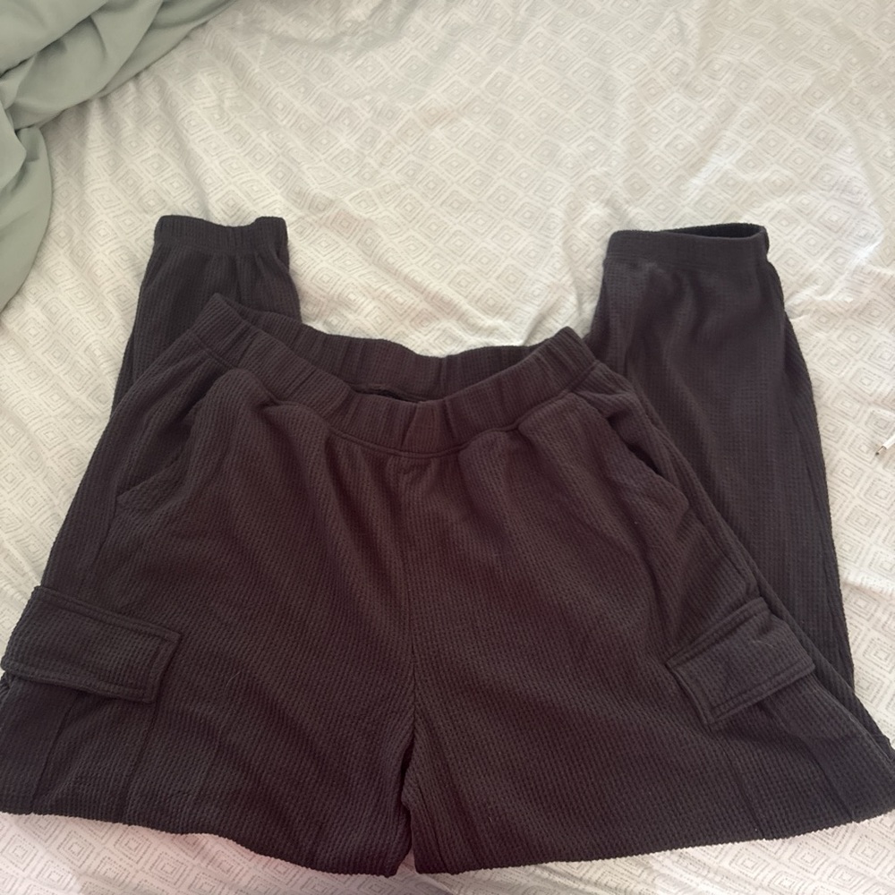 Aerie Charcoal Waffle Knit Lounge Pants